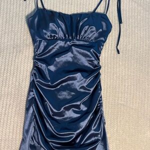 Elegant Satin Blue Dress